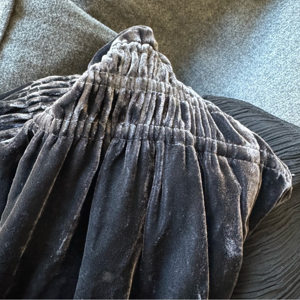 Anthropologie Somerset Velvet Dark Gray Gunmetal Maxi Dress Long Tiered XL - Picture 14 of 14